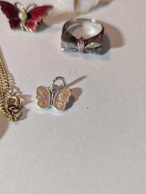 Butterfly Charms Ring Necklace & Pins #10