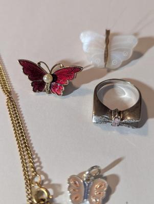 Butterfly Charms Ring Necklace & Pins #10