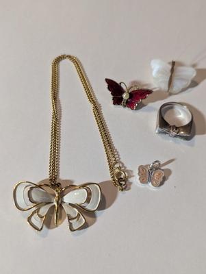 Butterfly Charms Ring Necklace & Pins #10