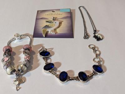 .925 Pandora Charm Bracelet - Blue Gemstone Bracelet - Squirrel Charm w/ Necklace & Toucan Pendant #16