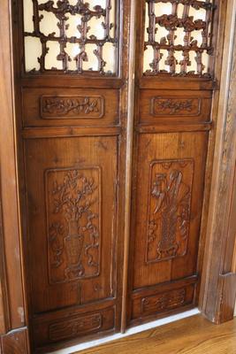 Pair of Hand-Carved Balinese Wood Doors