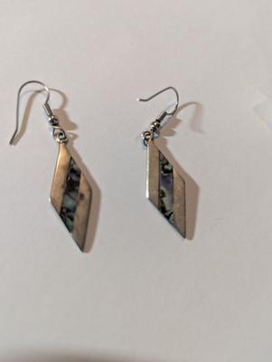 Silver & Multi Stone Inlay Earrings 4 grams #22