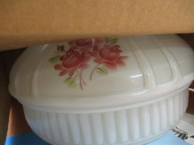 Aladdin Floral Lamp Shade Glass Oil Lamp With Red Base #5