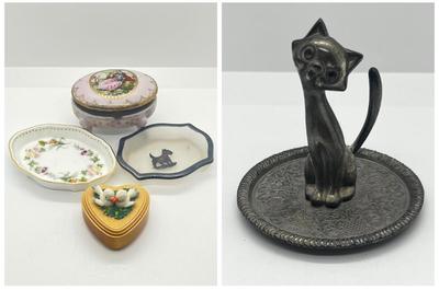 LOT 61: Collection of Jewelry Trinket Boxes and Dishes