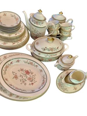 Decor - Minton Jasmine Service for 8 with serving pieces including Coffee Pot & Covered Vegetable
