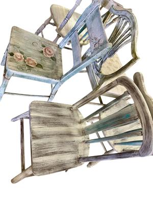 Furniture - Blue Painted Shabby Chic Co-ordinated chairs