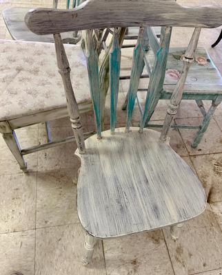 Furniture - Blue Painted Shabby Chic Co-ordinated chairs