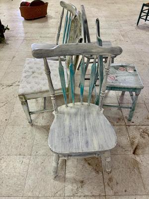 Furniture - Blue Painted Shabby Chic Co-ordinated chairs
