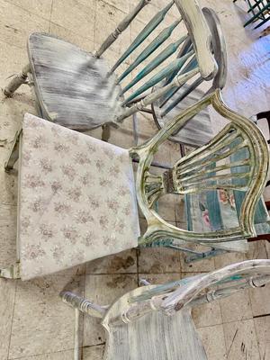 Furniture - Blue Painted Shabby Chic Co-ordinated chairs