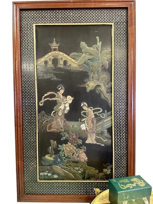 Furniture, Decor, & Art. Shabby Chic Blue chest Oriental Art & Semiprecious Chinese Checkers