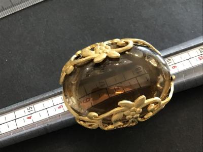 Glow By Sheila Fajl Smokey Quartz 18 k brushed Gold Statement Ring