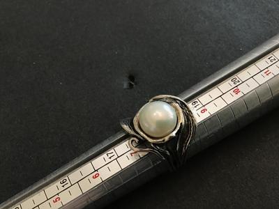 Gorgeous Statement Genuine Pearl 925 Israel Signed Modernist Oxidized