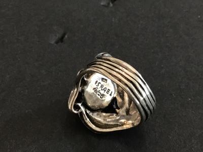 Gorgeous Statement Genuine Pearl 925 Israel Signed Modernist Oxidized