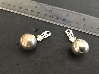 Silver Tone Ball Clip on Earrings