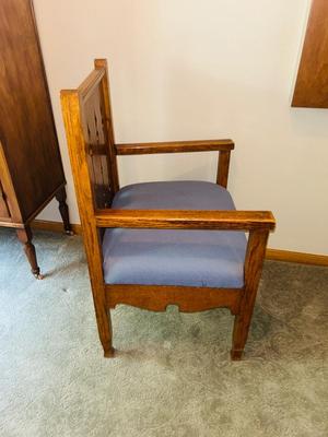 TIGER WOOD CHAIR AND MARY CAY CROWLEY PAINTING