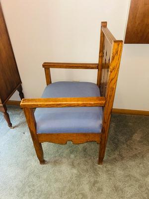 TIGER WOOD CHAIR AND MARY CAY CROWLEY PAINTING