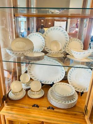 BEAUTIFUL LENOX CHINA, SILVER WITH BLUE FLOWERS