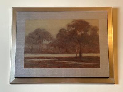 Contemporary Framed Landscape Print on Brushed Metal