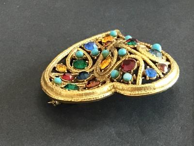 Beautiful Large Wave Rhinestone Vintage Brooch