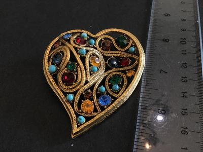 Beautiful Large Wave Rhinestone Vintage Brooch