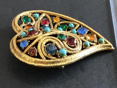 Beautiful Large Wave Rhinestone Vintage Brooch