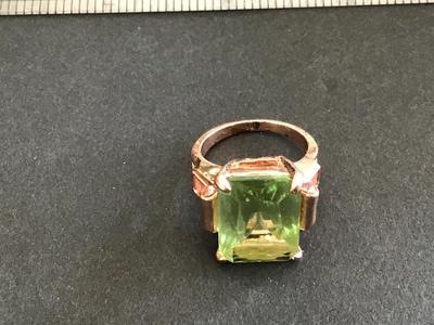 Rose Gold Tone With Green Glass Stone Fashion
