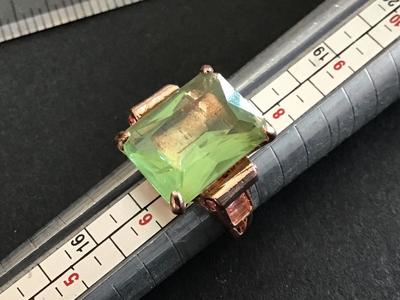 Rose Gold Tone With Green Glass Stone Fashion
