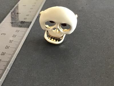 Vintage Enamel Skeleton. Moving Jaw Brooch Metal