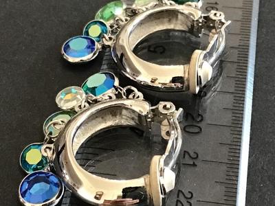Beautiful Crystal Multi color Hoop Earrings clip on