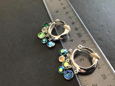 Beautiful Crystal Multi color Hoop Earrings clip on
