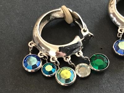 Beautiful Crystal Multi color Hoop Earrings clip on