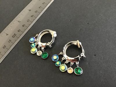Beautiful Crystal Multi color Hoop Earrings clip on