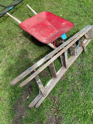 Sale Photo Thumbnail #1589: S4 Wood ladder/wheelbarrow