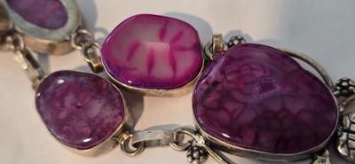 Lot 2: 925 Silver Necklace with Pink Stones