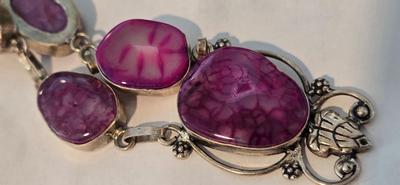 Lot 2: 925 Silver Necklace with Pink Stones