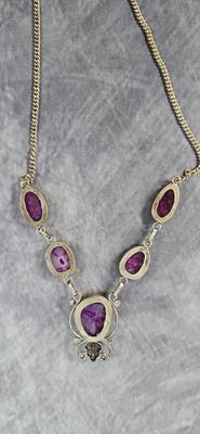 Lot 2: 925 Silver Necklace with Pink Stones
