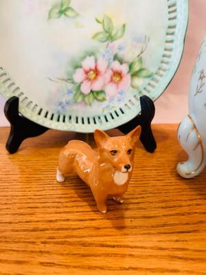 PRETTY LITTLE BELL, CORGY, PLATE AND EGG SHELL VASE