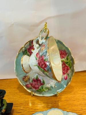CAST IRON PILGRIM FIGURES AND ANTIQUE CHINA