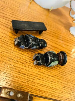 CAST IRON PILGRIM FIGURES AND ANTIQUE CHINA