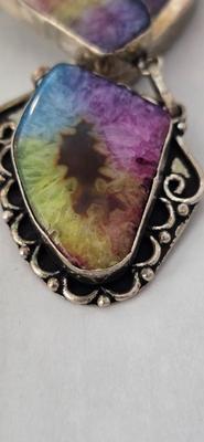 Lot 3: Silver Necklace with Multicolored Stones