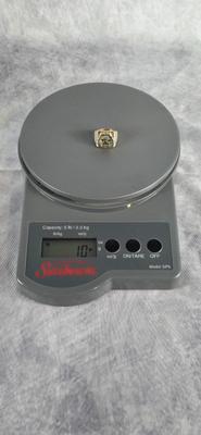 Lot 21: 10k Gold Micro-Mosaic Ring with Diamond Trim - 10g / Size 7