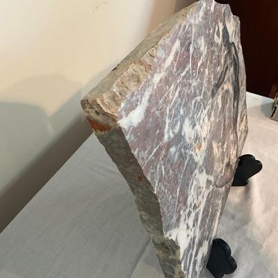 807 Large Nan Lee Painting on Stone of Surfer "Cutting Conch"