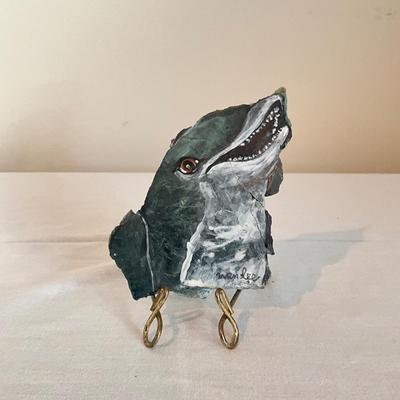 809 Vintage Original Dolphin Art on Stone by Nan Lee