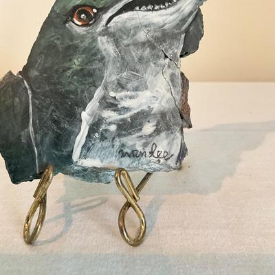 809 Vintage Original Dolphin Art on Stone by Nan Lee