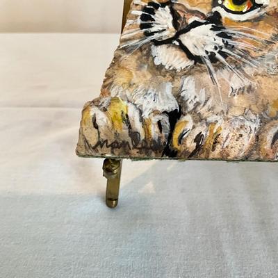 811 Cougar Cub Original Art on Tavertine Stone by Nan Lee