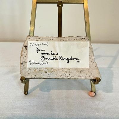 811 Cougar Cub Original Art on Tavertine Stone by Nan Lee