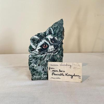 812 Original Art of Raccoon Climbing on Stone by Nan Lee