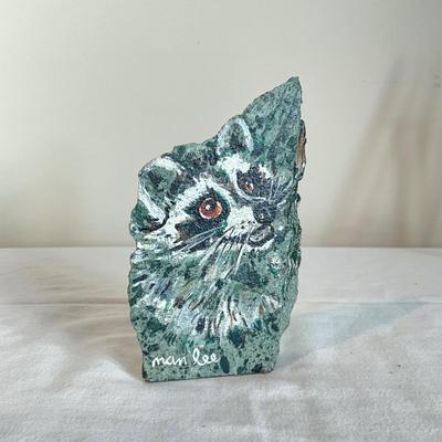 812 Original Art of Raccoon Climbing on Stone by Nan Lee