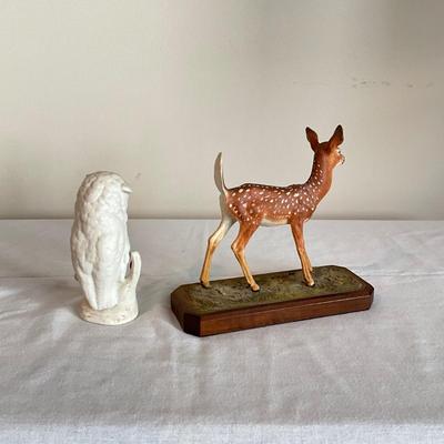 814 Louis Paul Jonas Deer Figure on Stand with Owl by Cybis