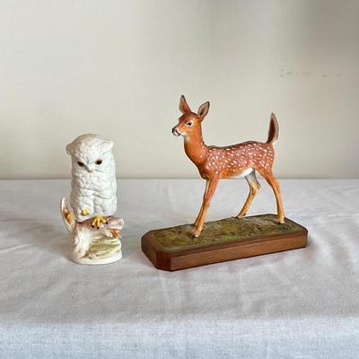814 Louis Paul Jonas Deer Figure on Stand with Owl by Cybis